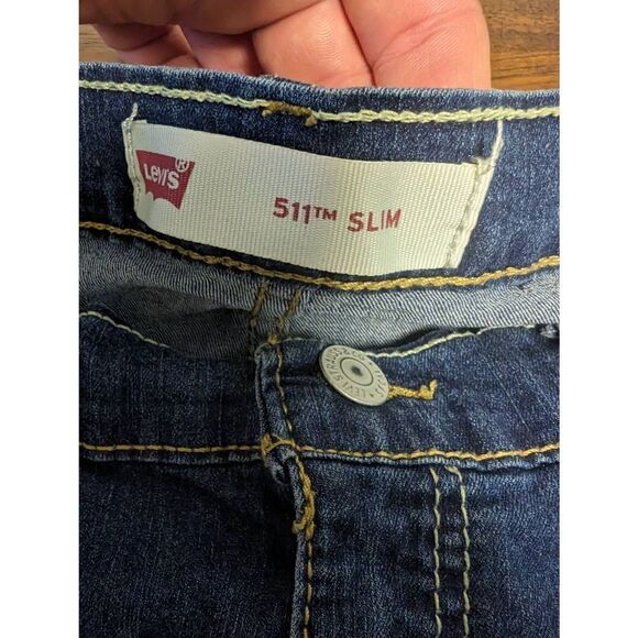 Levi's Jean Shorts Demi Blue Stretch Kids Size 14 W27 - Picture 5 of 7